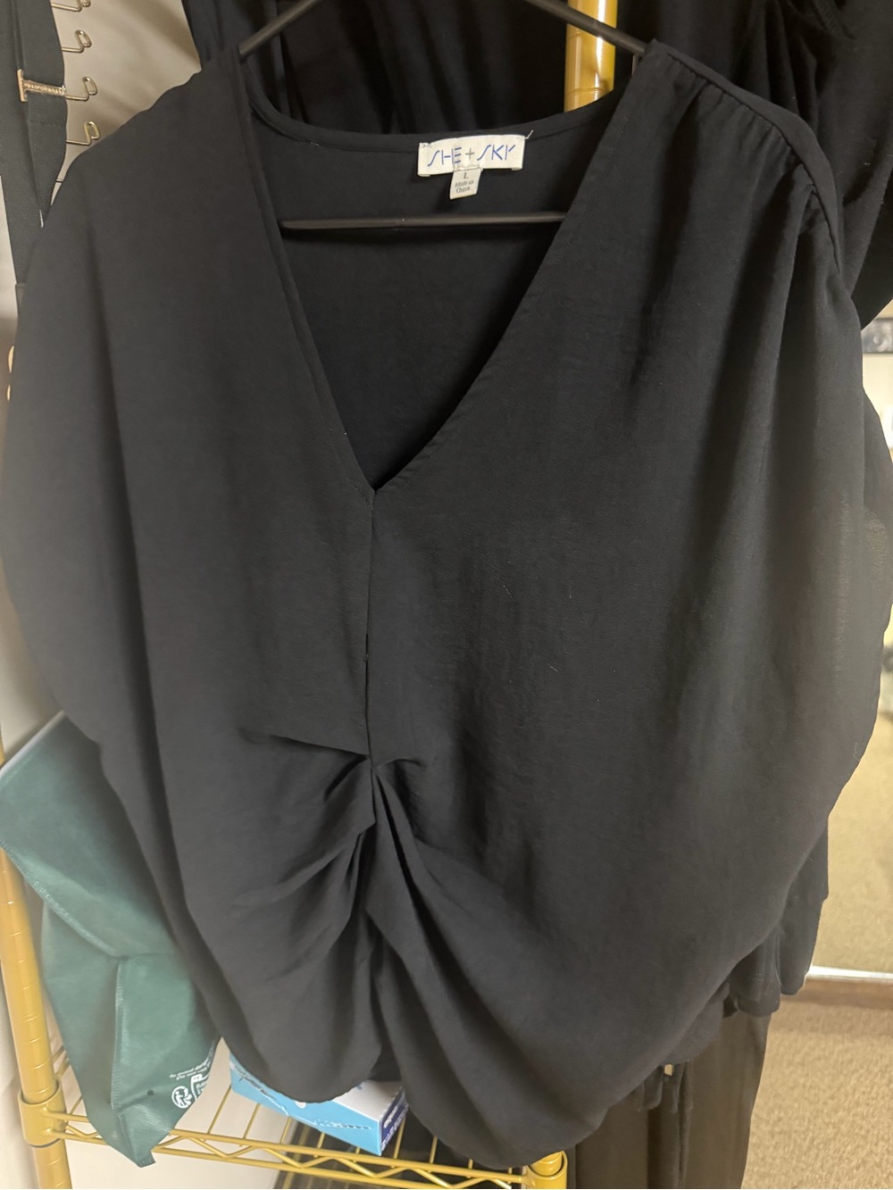 She + Sky Black Twist-Front V-Neck Tunic
